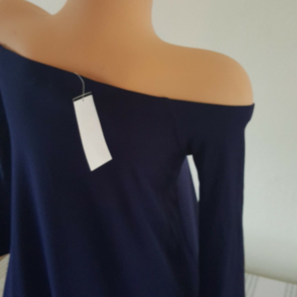 Off The Shoulder Dress Navy - Picture 5 of 5